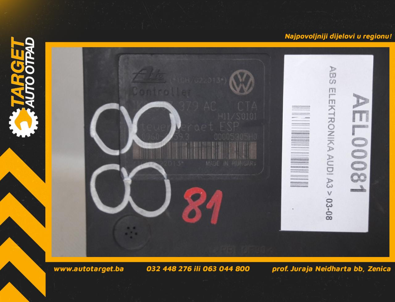 ABS ELEKTRONIKA AUDI A3 > 03-08 1K0907379AC 1K0614517AE