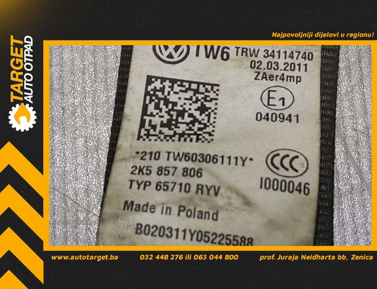 DIJELOVI POJAS VW CADDY > 10-15 2K5857806
