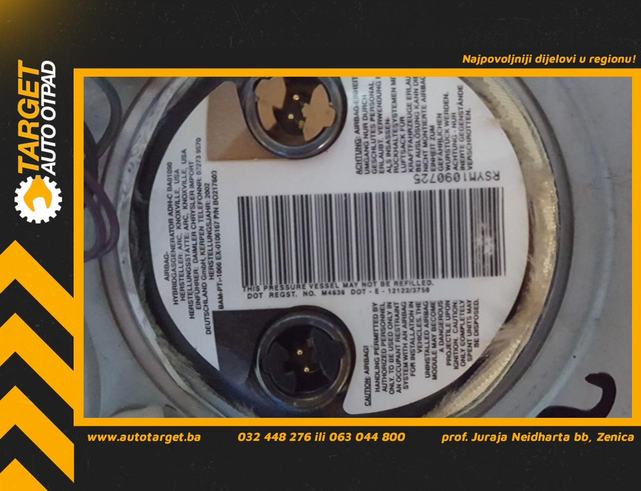 AIRBAG VOLANA CHRYSLER/DODGE VOYAGER > 04-07 VT3482A
