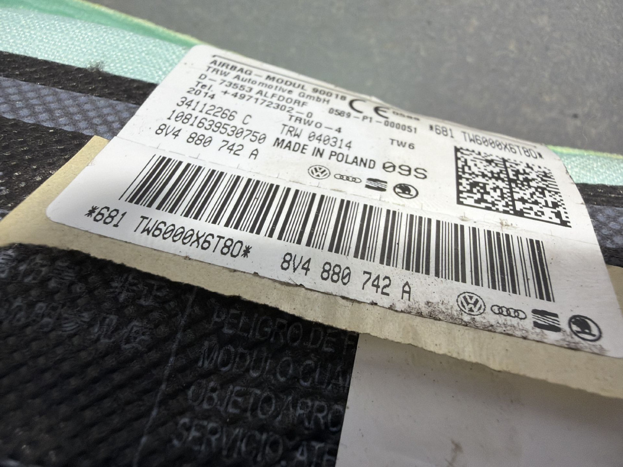 DIJELOVI KROVNI AIRBAG AUDI A3 (8V1/8VA) > 12-16 2.0 8V4880742A
