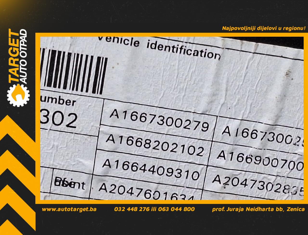 ELEKTRO PODIZAC STAKLA MERCEDES ML (W166) > 11-15 A1667300279