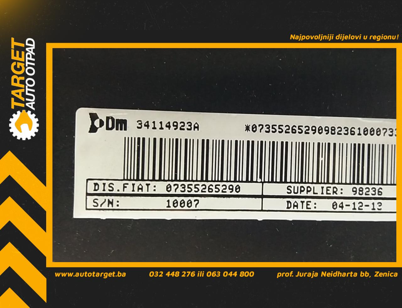 DIJELOVI AIRBAG SUVOZACA FIAT QUBO > 08-16 34114923A