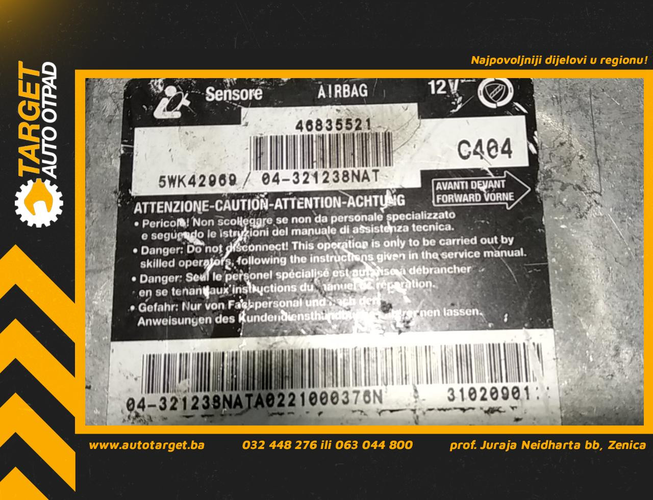 DIJELOVI ELEKTRONIKA AIRBAGA FIAT STILO > 01-10 46835521