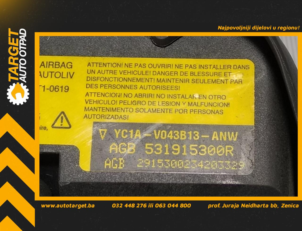 DIJELOVI AIRBAG VOLANA FORD TRANSIT > 00-06 2.4 531915300R