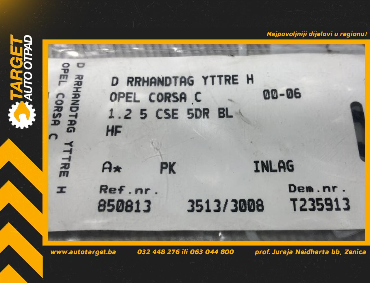 DIJELOVI RUCKA VRATA OPEL CORSA C > 00-03