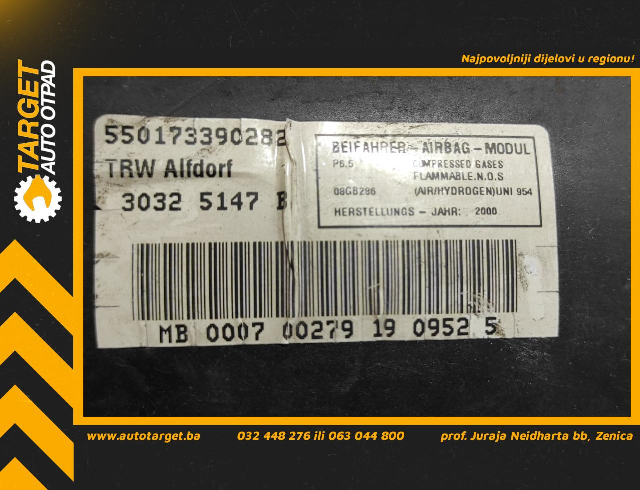 AIRBAG SUVOZACA MERCEDES E KLASA (W210) > 99-02 30325147B
