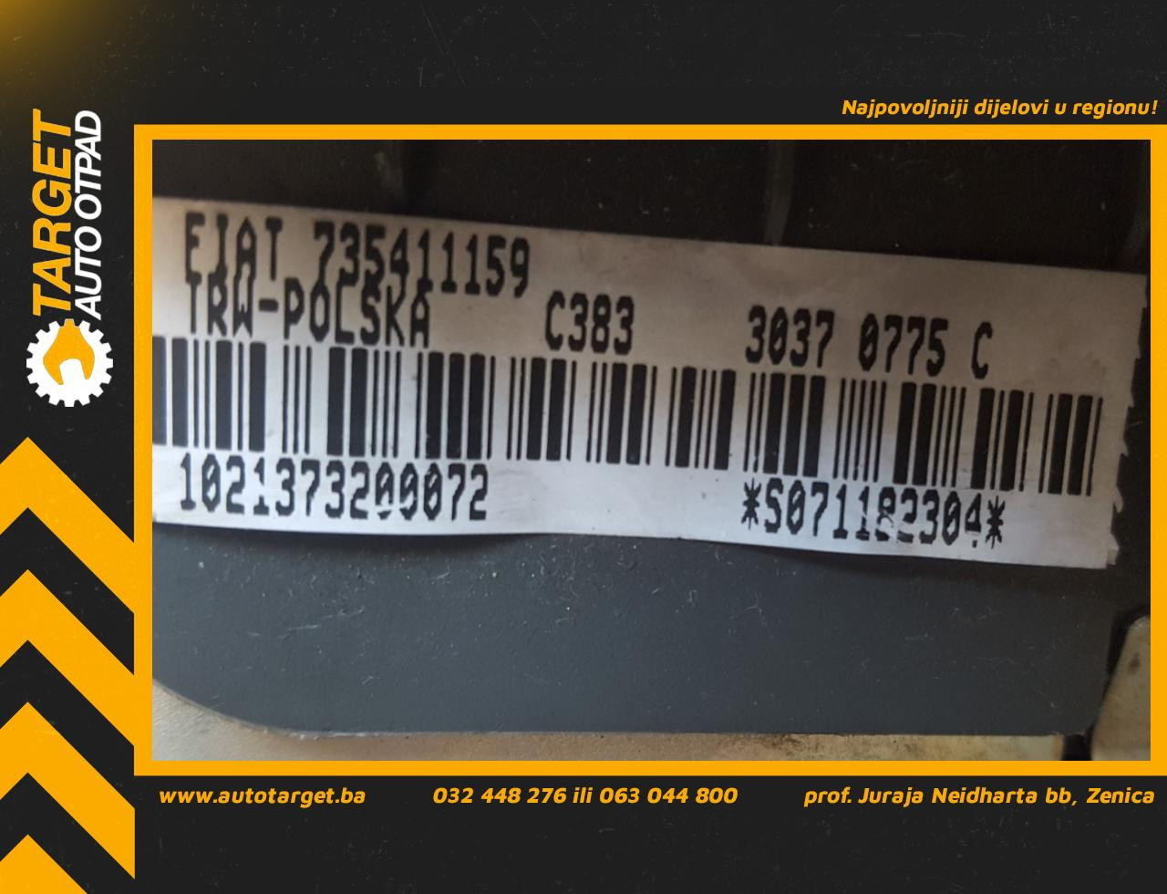 DIJELOVI AIRBAG VOLANA FIAT PANDA > 03-11 735411159