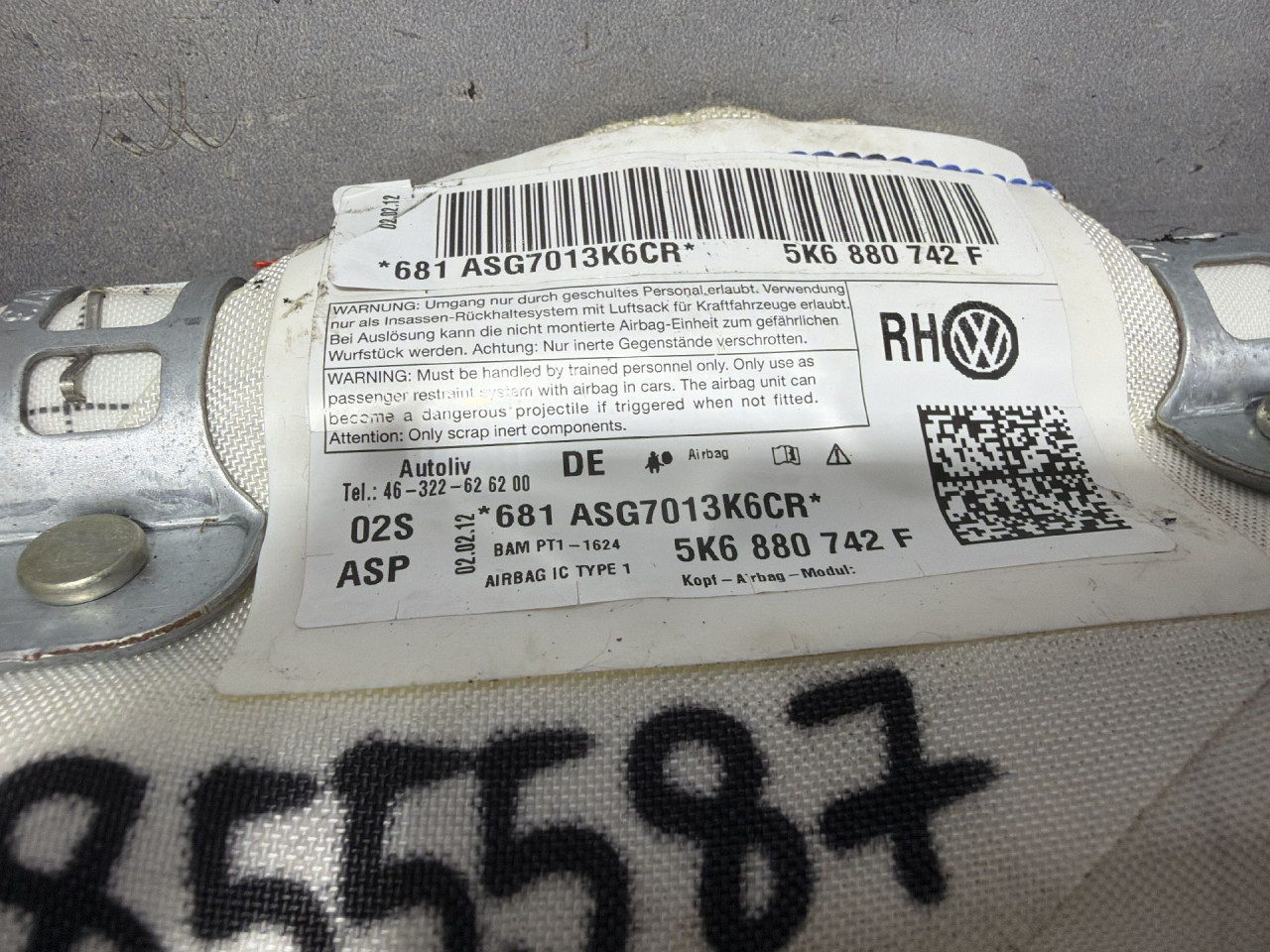 DIJELOVI KROVNI AIRBAG VW GOLF 6 > 08-12 5K6880742F
