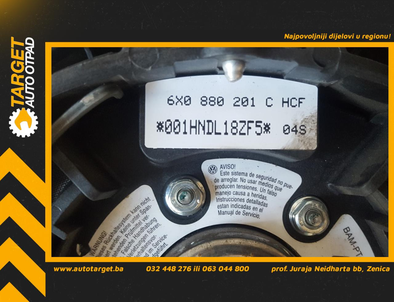 DIJELOVI AIRBAG VOLANA VW POLO > 01-05 6XO880201C