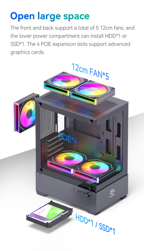 Gaming Kućište SNOWMAN CS085 White + 3 X LED FAN INCLUDED