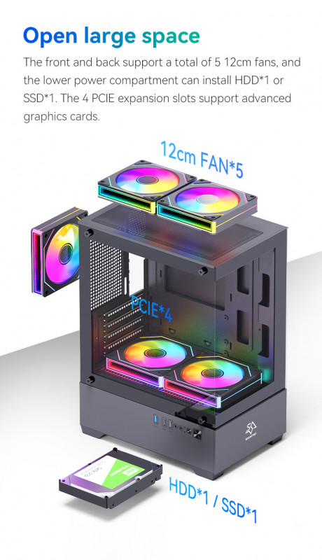 Gaming Kućište SNOWMAN CS085 + 3 X LED FAN INCLUDED