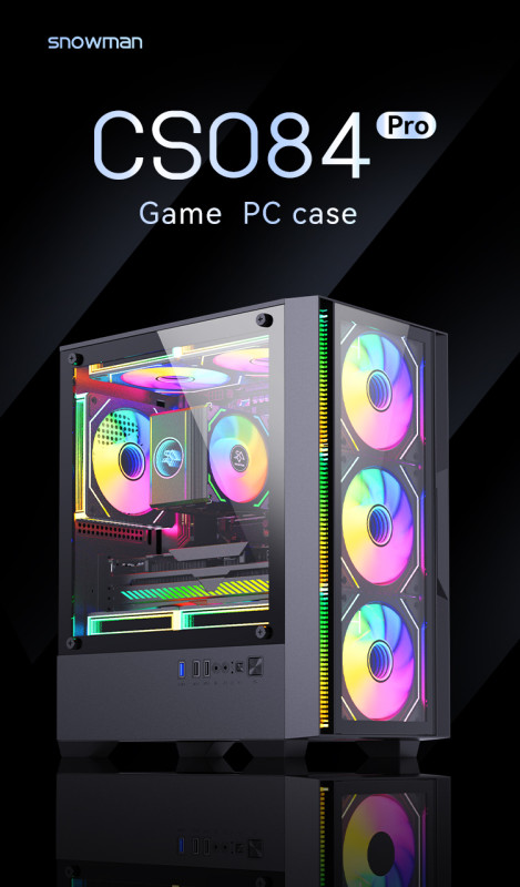 Gaming Kućište SNOWMAN CS084 White + 3 X LED FAN INCLUDED