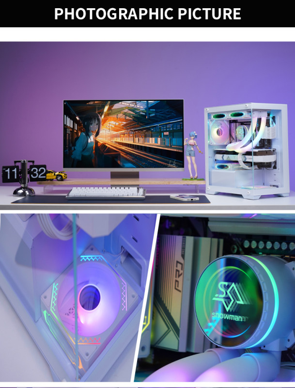 Gaming Kućište SNOWMAN CS036 White + 3 X LED FAN INCLUDED
