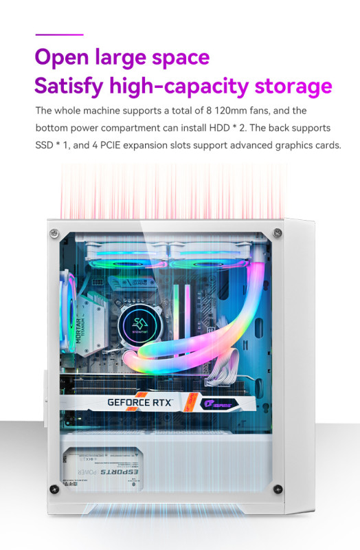 Gaming Kućište SNOWMAN CS078 White + 3 X LED FAN INCLUDED
