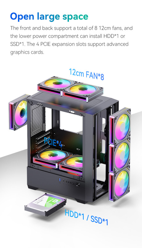 Gaming Kućište SNOWMAN CS084 White + 3 X LED FAN INCLUDED