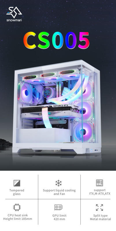 Gaming Kućište SNOWMAN CS005 + 8 X ARGB FAN INCLUDED