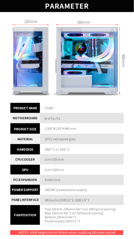 Gaming Kućište SNOWMAN CS036 White + 3 X LED FAN INCLUDED