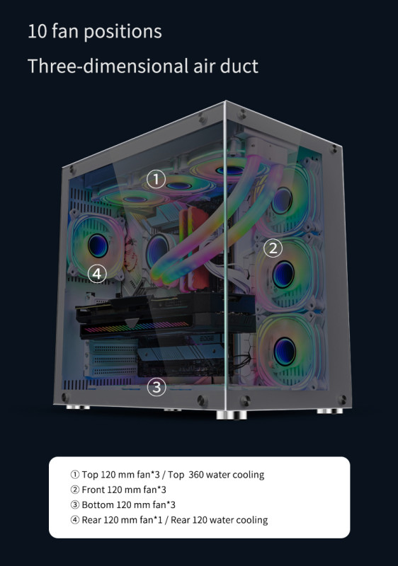 Gaming Kućište SNOWMAN CS016 + 10 X ARGB FAN INCLUDED