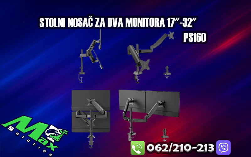 Gas Spring Stolni Nosac za dva Monitora 17"-32" PS160