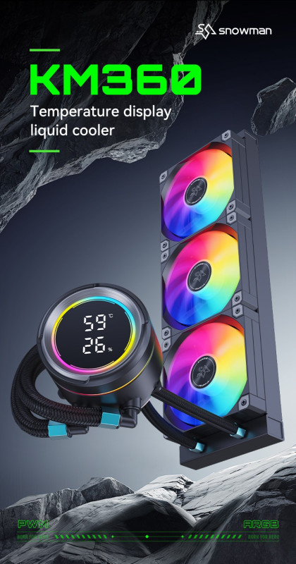 SNOWMAN Vodeno hladjenje KM360 ARGB CRNO All Socket AMD / INTEL