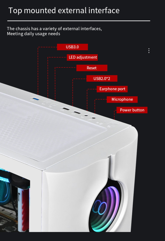 Gaming Kućište SNOWMAN CS029 White RGB FRONT PANEL
