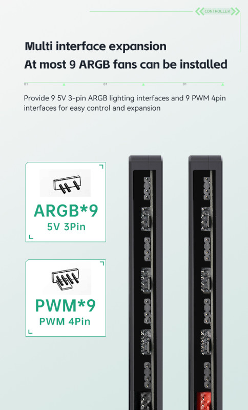ARGB FAN HUB H9 + REMOTE CONTROLLER 9 X ARGB/ 9 X POWER