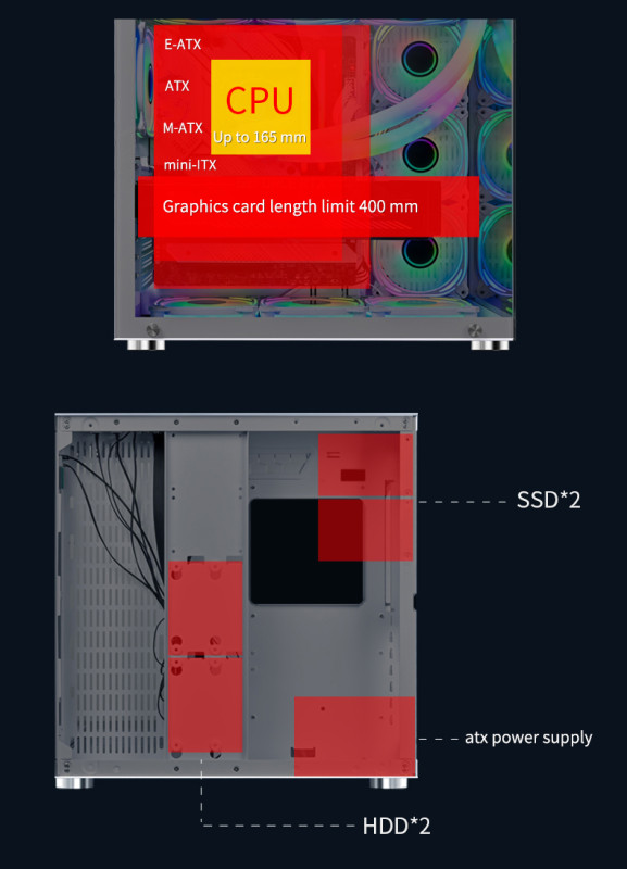 Gaming Kućište SNOWMAN CS016 + 10 X ARGB FAN INCLUDED