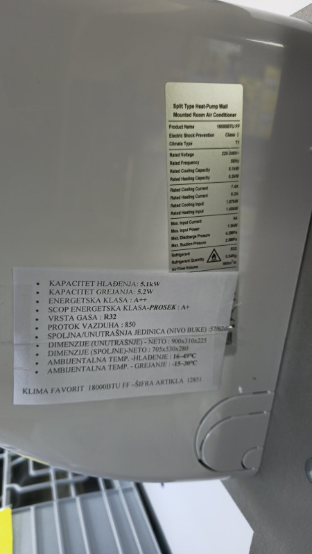 Klima uređaj FAVORIT 18000BTU FF INVERTER