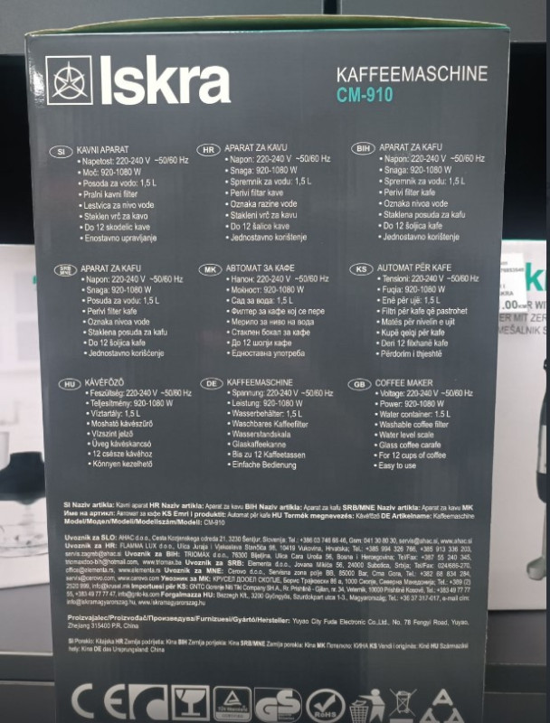 APARAT ZA KAFU ISKRA CM-910