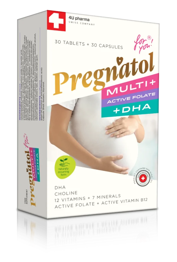 PREGNATOL MULTI + ACTIVE FOLATE+DHA 30tbl+30cps - za normalan energetski metabolizam tokom trudnoće