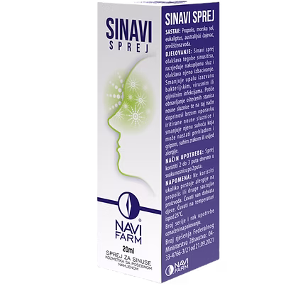 SINAVI sprej za sinuse 20ml Navifarm - olakšanje od sinusitisa i podržava opće zdravlje nosne šuplj