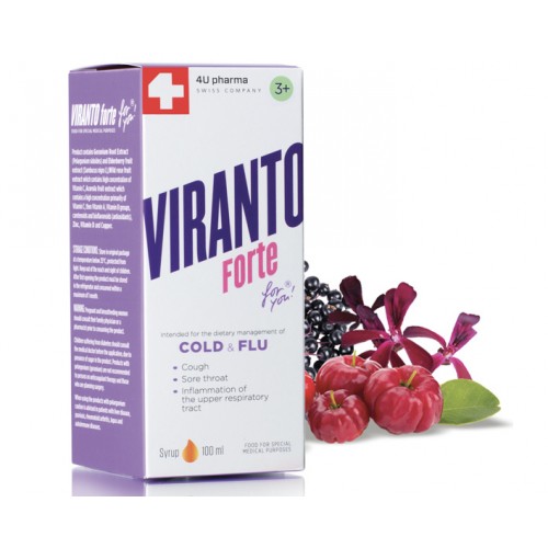 VIRANTO FORTE sirup 100ml Swiss - za zaštitu od prehlade i gripa, za kašlje, grlobolje i upale