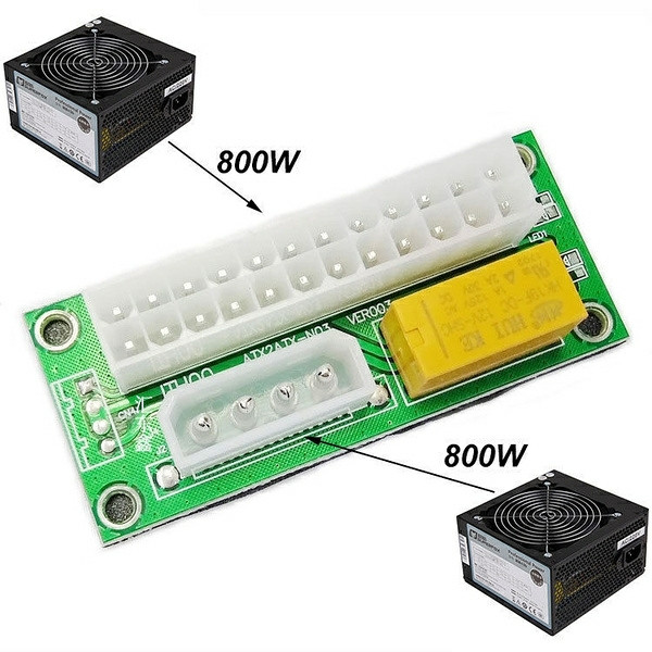 Dual PSU adapter za dva napajanja Riser mining add2psu