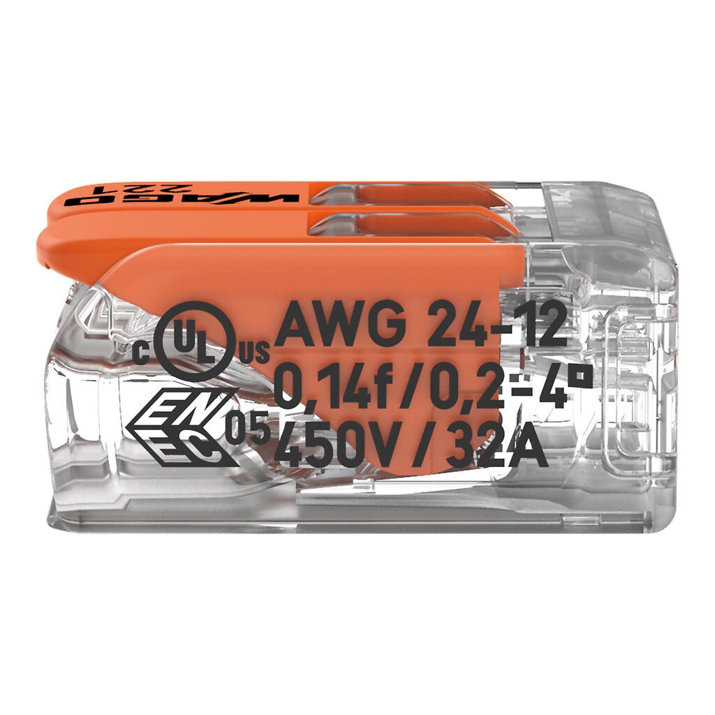 WAGO 221-412 Stezaljka bezvijčana preklopna sa 2 kontakta max. 4mm2 32A