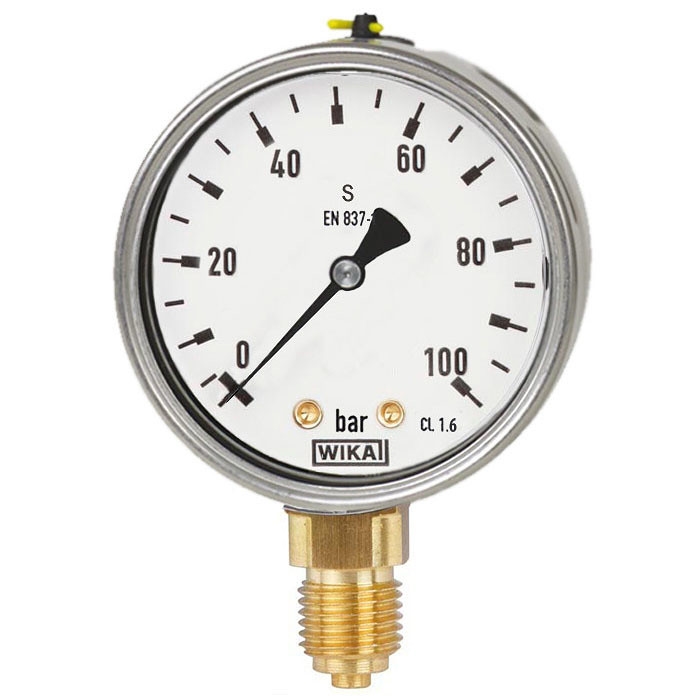 213.53.063 Manometar 0 do 100 bar radijalni 1/4 fi 63mm INOX punjen glicerinom