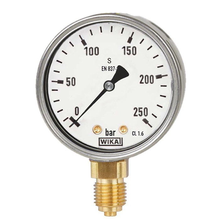 213.53.063 Manometar 0 do 250 bar radijalni 1/4 fi 63mm INOX punjen glicerinom