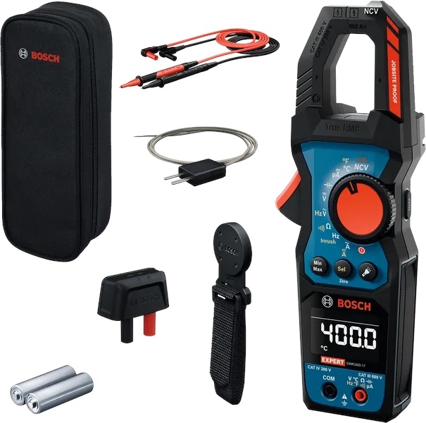 BOSCH EXPERT EXMC600-17 Digitalna strujna kliješta CAT III/IV 300/600V IP54 LCD True RMS Temp MH1