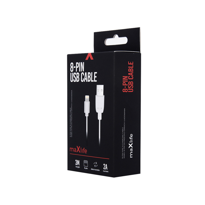 Maxlife kabal USB - Lightning 3,0 m 2A bijeli