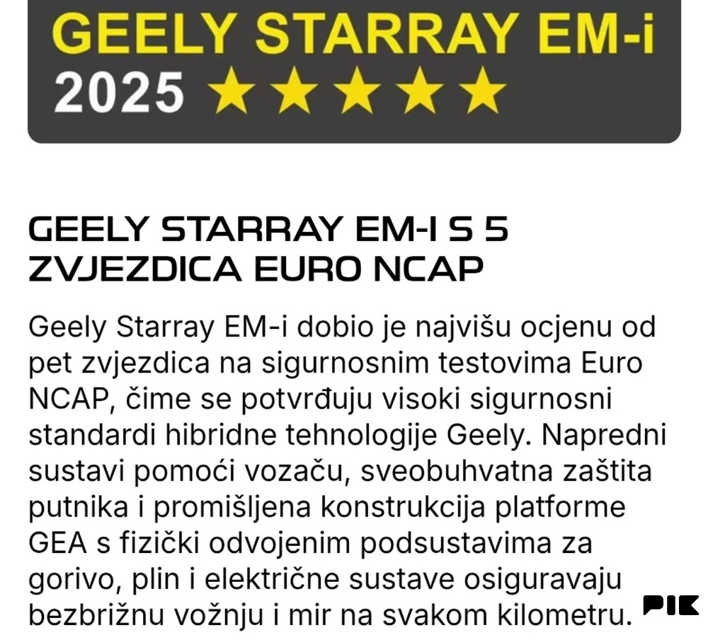 Geely Starray EM-i 2026 1.5 T-GDI PHEV MAX OPREMA ( BYD MG CHERY)