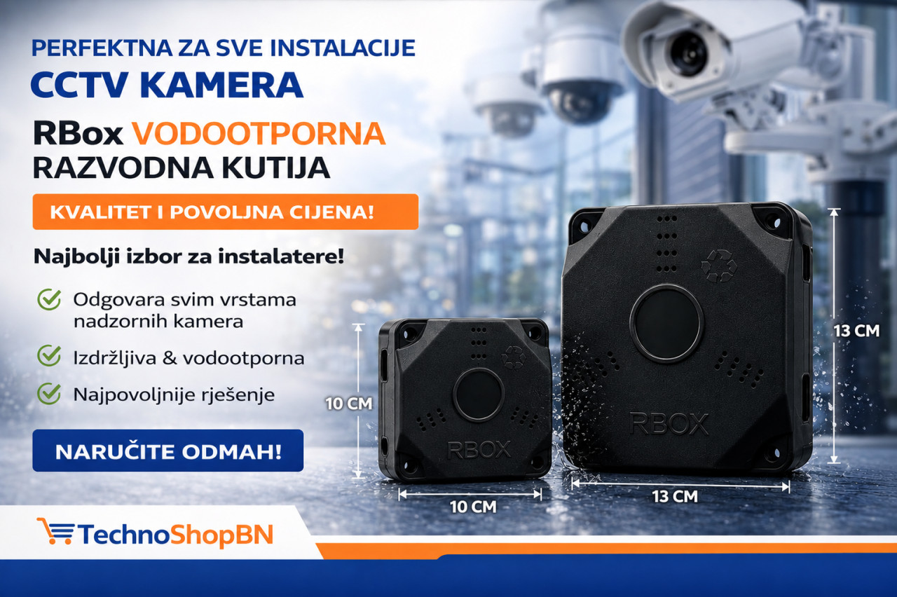 Rbox u crnoj boji 100 x 100 x 45 dozna za kameru plastična