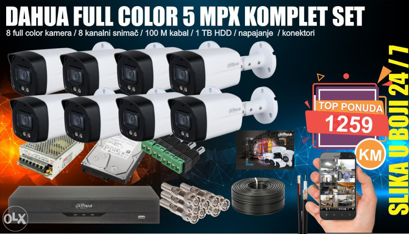 Dahua video nadzor kompletan set 8 kamera FULL COLOR
