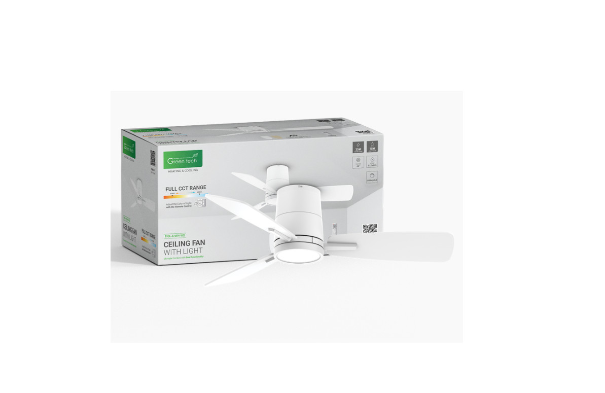 STROPNI VENTILATOR SA SVJETILJKOM GREEN TECH  15W , BIJELO