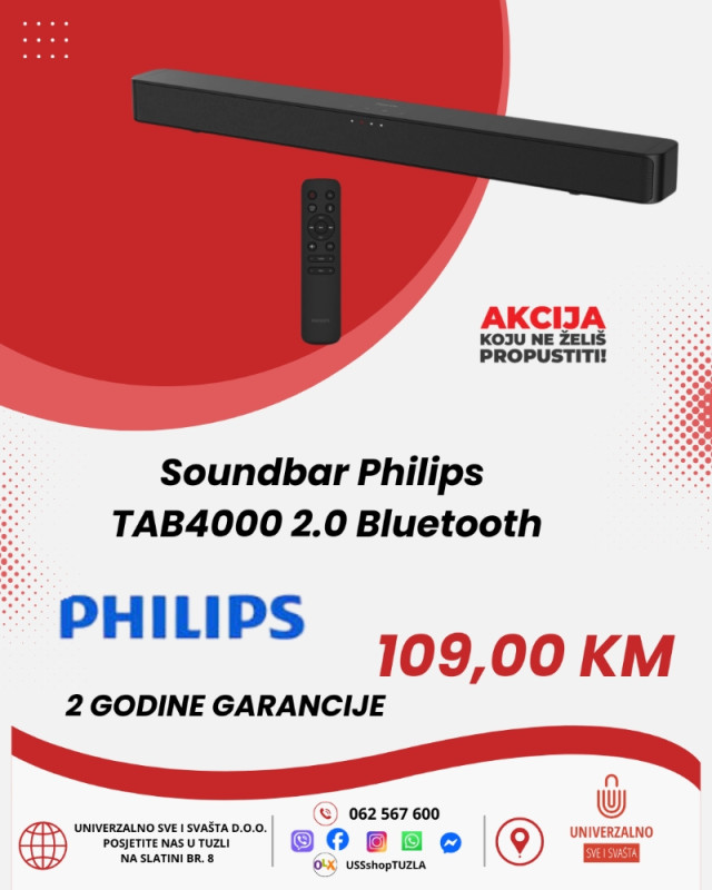 SOUNDBAR PHILIPS TTAB4000 2.0 BLUETOOTH