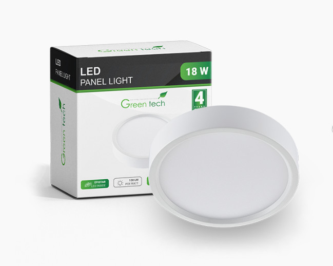 LED panel Green Tech 18W, 4200K, nadgradni, okrugli