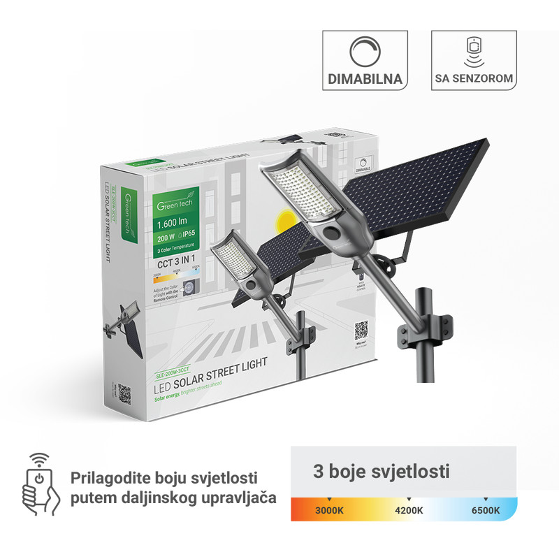 LED ULICNA SVJETILJKA GREEN TECH 200W, 3CCT, IP65
