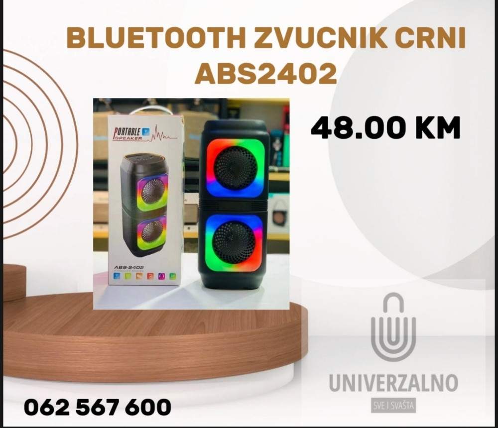 BLUETOOTH ZVUCNIK CRNI ABS 2402