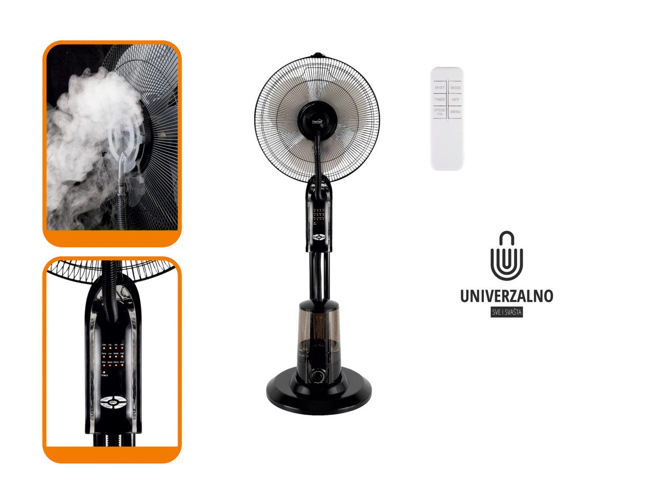 Ventilator sa raspršivačem vode +daljinski upravljač 75W