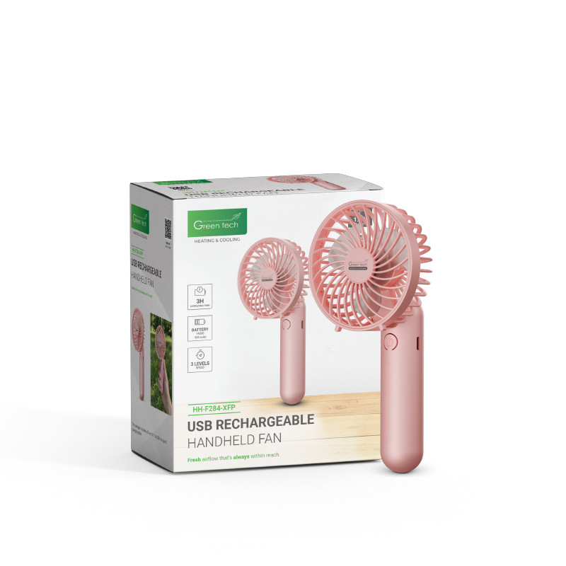 PRIJENOSNI VENTILATOR GREEN TECH, 1.1W, PINK , SA USB PUNJENJEM