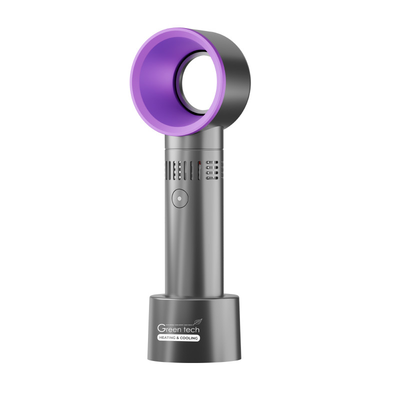 VENTILATOR GREEN TECH ,1.9W, CRNI + LJUBICASTI , SA USB PUNJENJEM