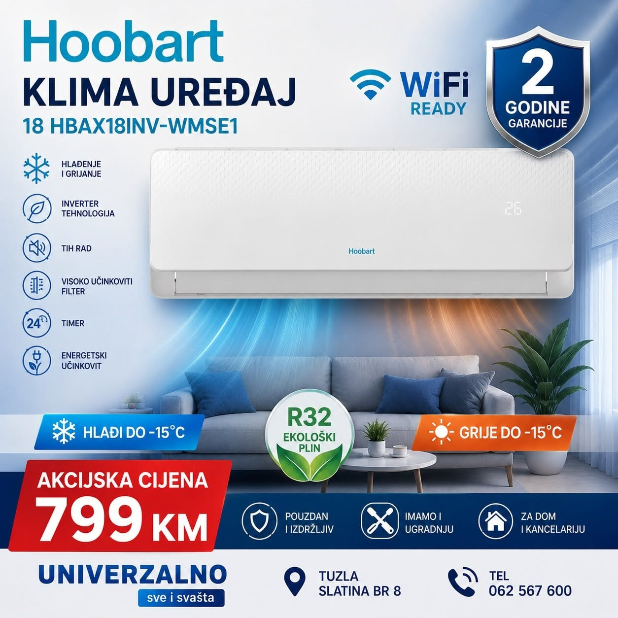 KLIMA HOOBART 18Ka HBAX18INV-WMSE1 WiFi READY